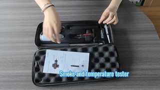 2-in-1 rook- en hittedetectortester, telescoopsteel van 31 cm-2 m, intelligente bediening