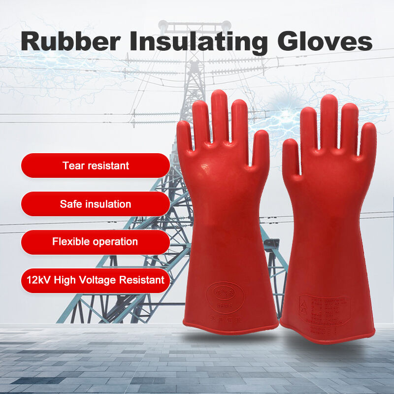Natural Rubber Insulating Gloves 1.2 Class 12KV Test Voltage AC ≤8000V For Electrical Maintenance Power Distribution